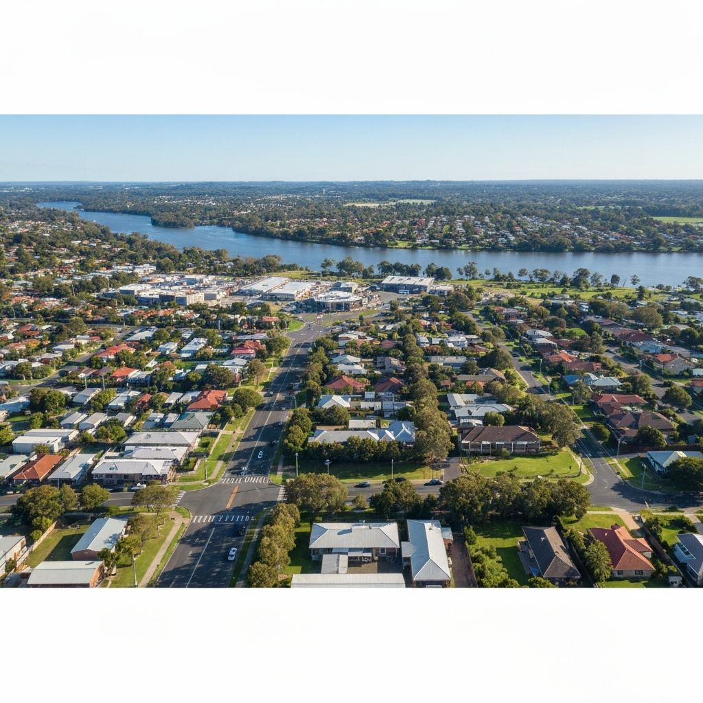 Indooroopilly suburb aerial view showing the Brisbane River, leafy streets and shopping precinct